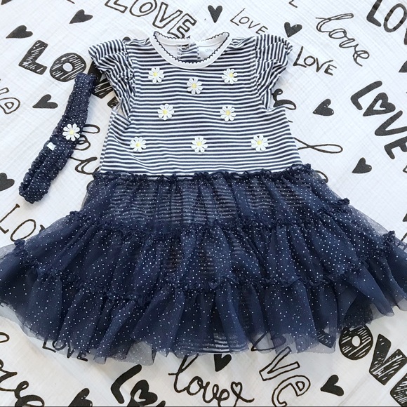 Little Me Other - ⛔️SOLD ⛔️Little Me Daisy Dress w/Matching Headband